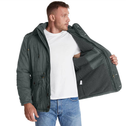 Mens Winter Parka with Sherpa Lining and Dual Closure System