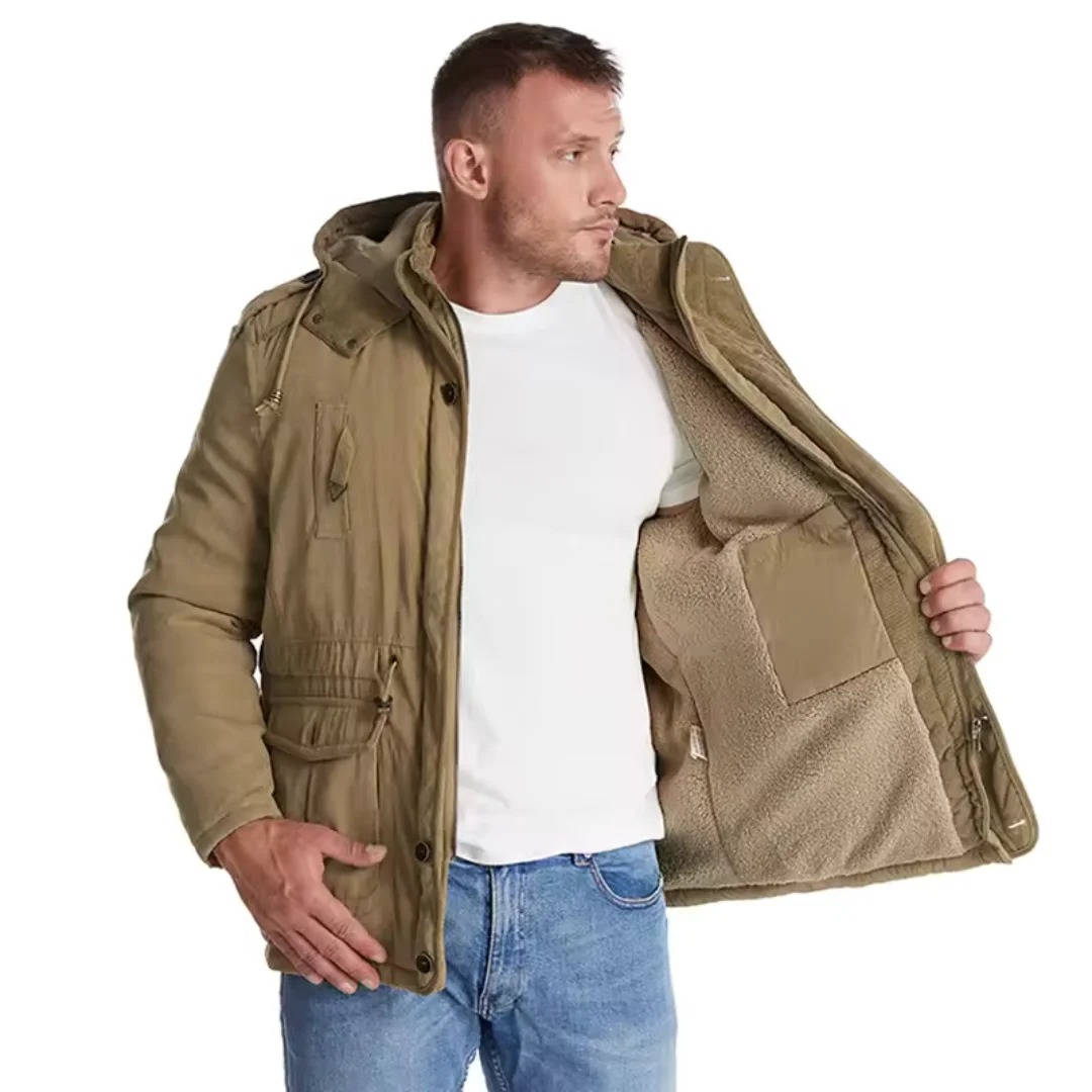 Mens Winter Parka with Sherpa Lining and Dual Closure System