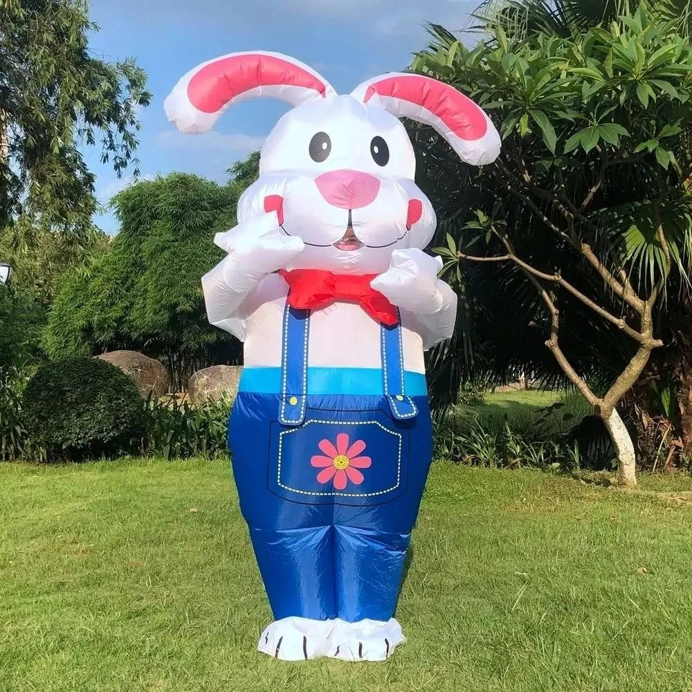 Inflatable Bunny Costume with Built In LED Lights and Battery Fan, 6ft Wearable