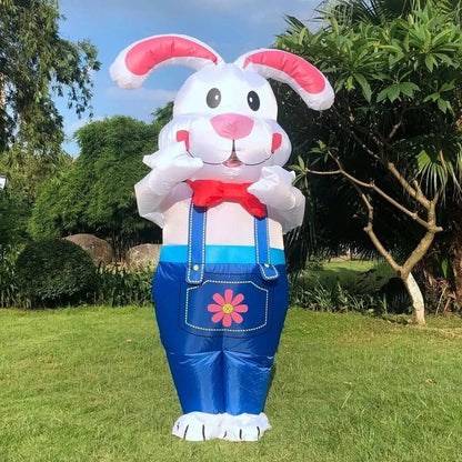 Inflatable Bunny Costume with Built In LED Lights and Battery Fan, 6ft Wearable