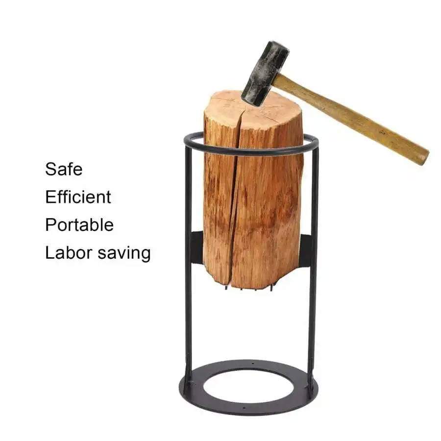 Manual Cast Iron Firewood Splitter with Wedge Head and Reinforced Base