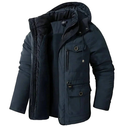 Mens Winter Parka with Sherpa Lining and Dual Closure System
