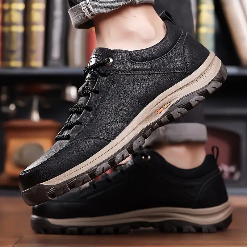 Mens Lace Up Outdoor Shoes with a Three Layer Rubber Sole, Reinforced Toe Cap and Padded EVA Midsole in Black or Brown