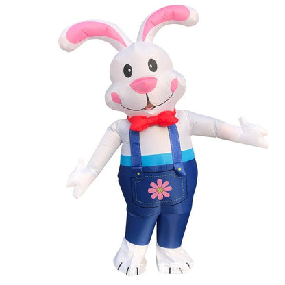 Inflatable Bunny Costume with Built In LED Lights and Battery Fan, 6ft Wearable