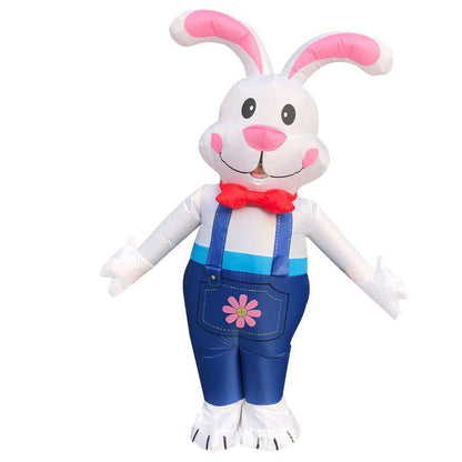 Inflatable Bunny Costume with Built In LED Lights and Battery Fan, 6ft Wearable