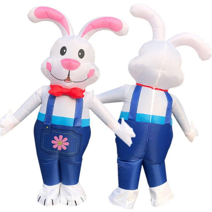 Inflatable Bunny Costume with Built In LED Lights and Battery Fan, 6ft Wearable