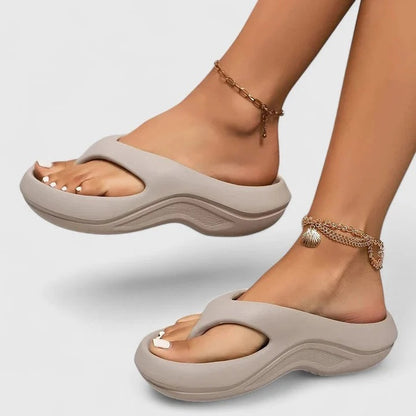 Open Toe Slip On Sandals with Moulded Arch Footbed and Wide Strap Design