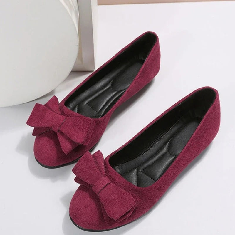 Cushioned Insole Ballet Flats with Bow Detail for Women, Slip On Style