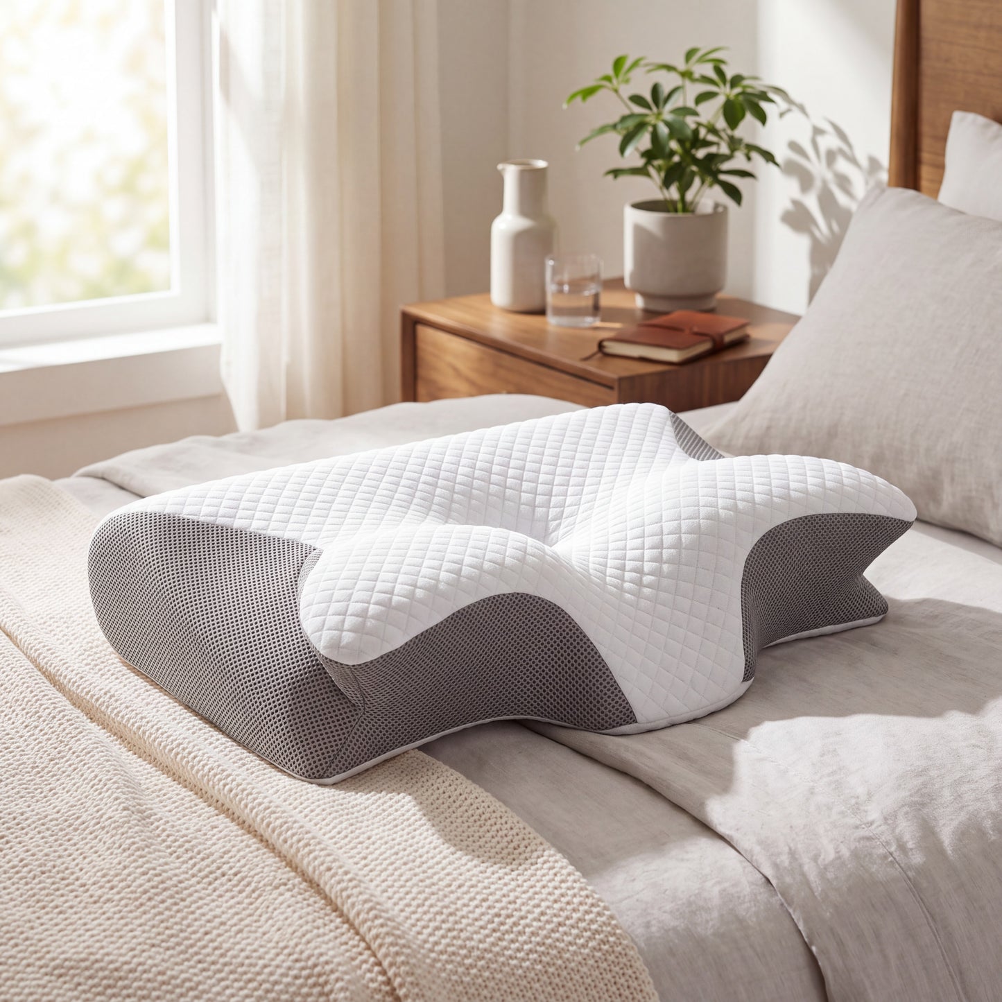 Memory Foam Pillow with Butterfly Contour Design and Slow Rebound Support