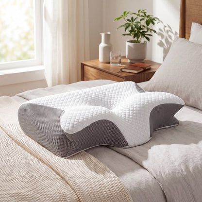 Memory Foam Pillow with Butterfly Contour Design and Slow Rebound Support
