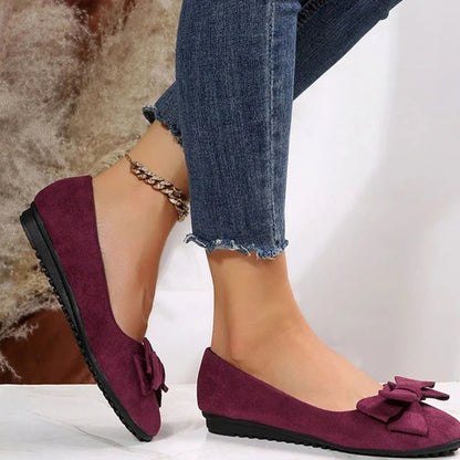 Cushioned Insole Ballet Flats with Bow Detail for Women, Slip On Style