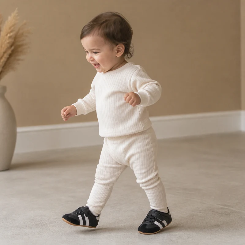 Flexible Sole Baby Sneakers with Hook Loop Fastening for New Walkers