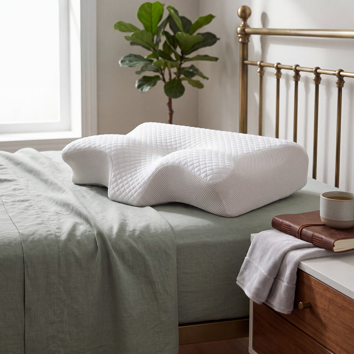 Memory Foam Pillow with Butterfly Contour Design and Slow Rebound Support