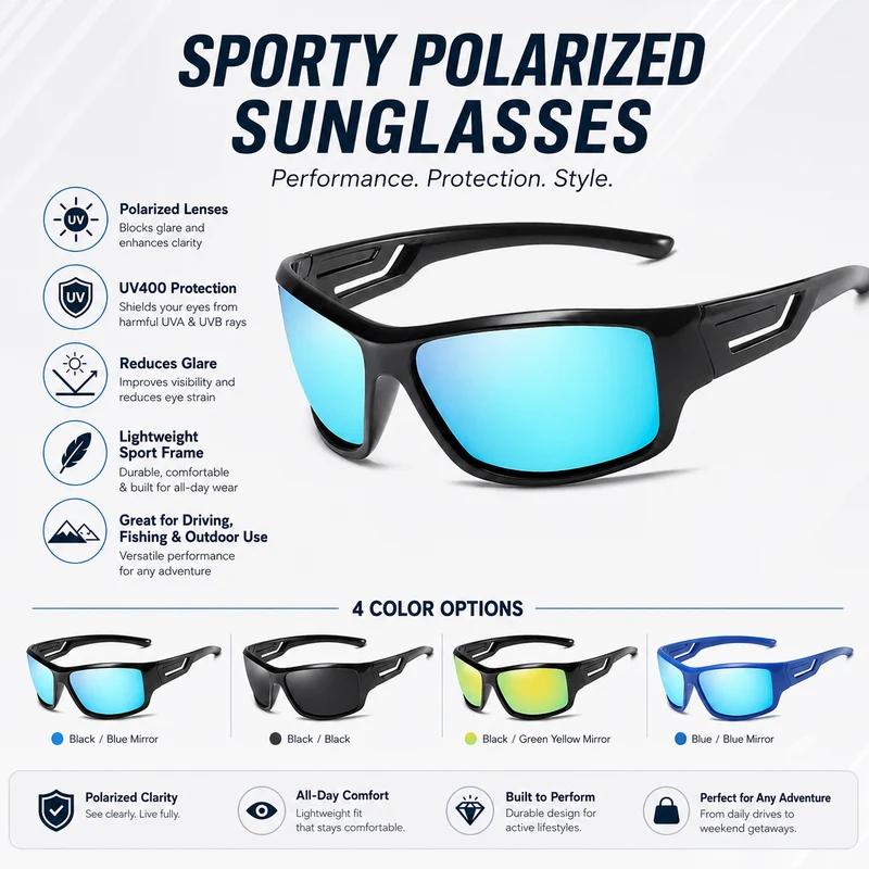 UV400 Polarized Driving Glasses with Anti Glare Lens Technology