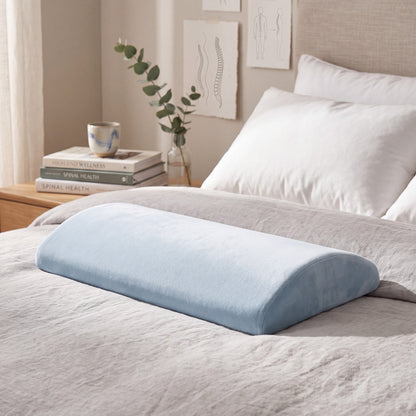 Memory Foam Lumbar Pillow with Tapered Edges and Soft Knit Cover, 23.6in Width