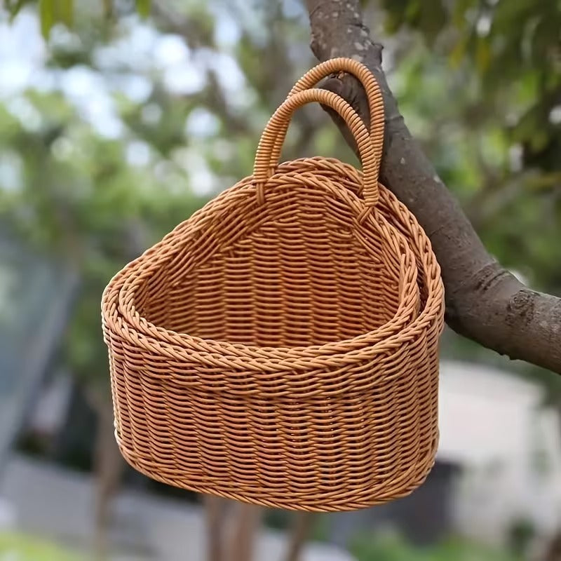 Woven Kitchen Storage Basket with Handle for Display and Organization