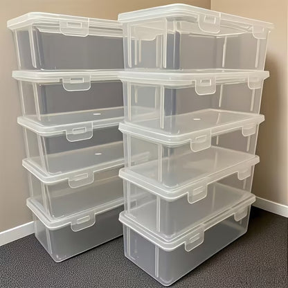 Stackable Clear Storage Bins with Lids, 10 Piece Set for Office and Craft Organization