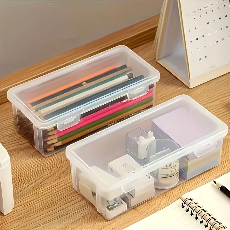 Stackable Clear Storage Bins with Lids, 10 Piece Set for Office and Craft Organization