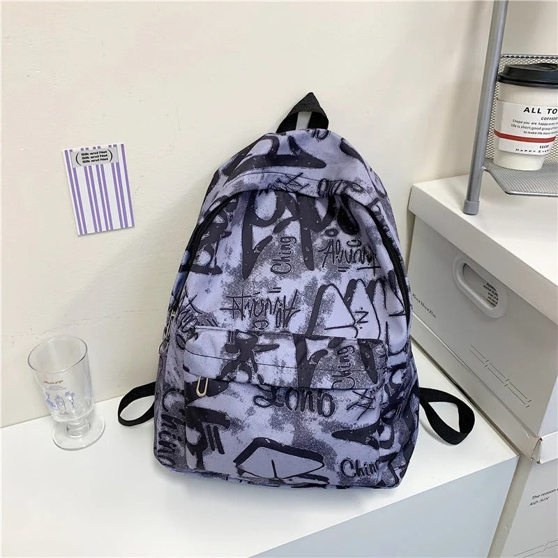 Graffiti Print Padded Backpack with Dedicated Laptop Sleeve