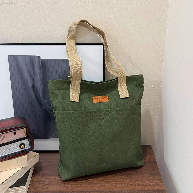 Roomy Canvas Tote Bag with Reinforced Straps and Stable Base