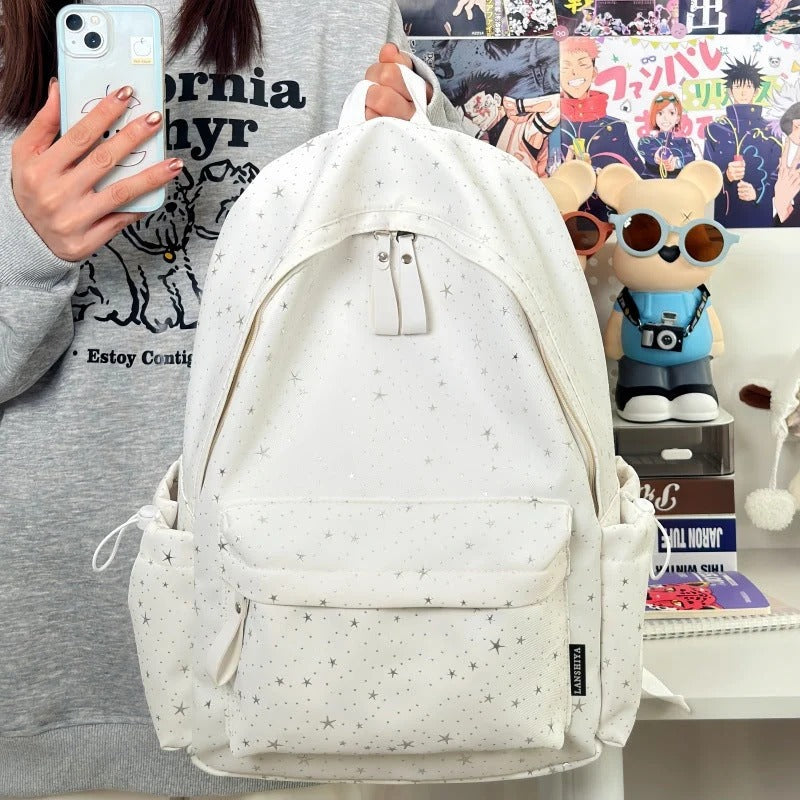Star Themed Backpack with Cushioned Adjustable Straps for School Use