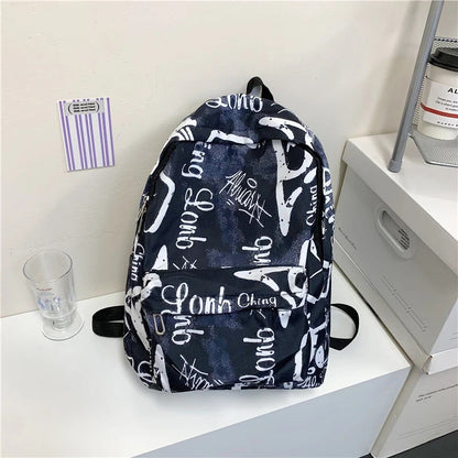 Graffiti Print Padded Backpack with Dedicated Laptop Sleeve