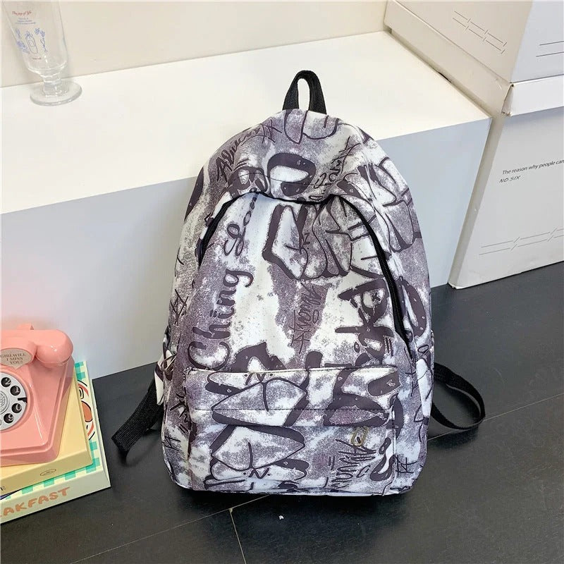 Graffiti Print Padded Backpack with Dedicated Laptop Sleeve