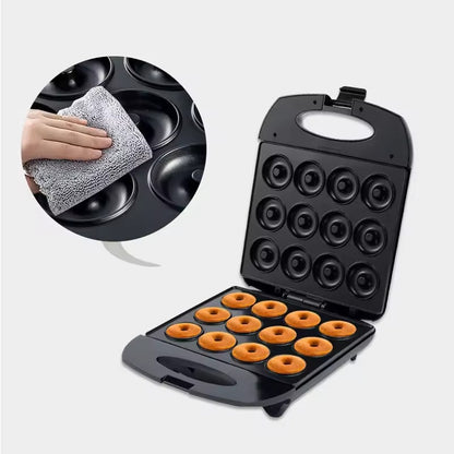 Electric Donut Maker with 12 Non Stick Cavities and Indicator Lights
