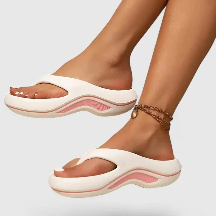 Open Toe Slip On Sandals with Moulded Arch Footbed and Wide Strap Design