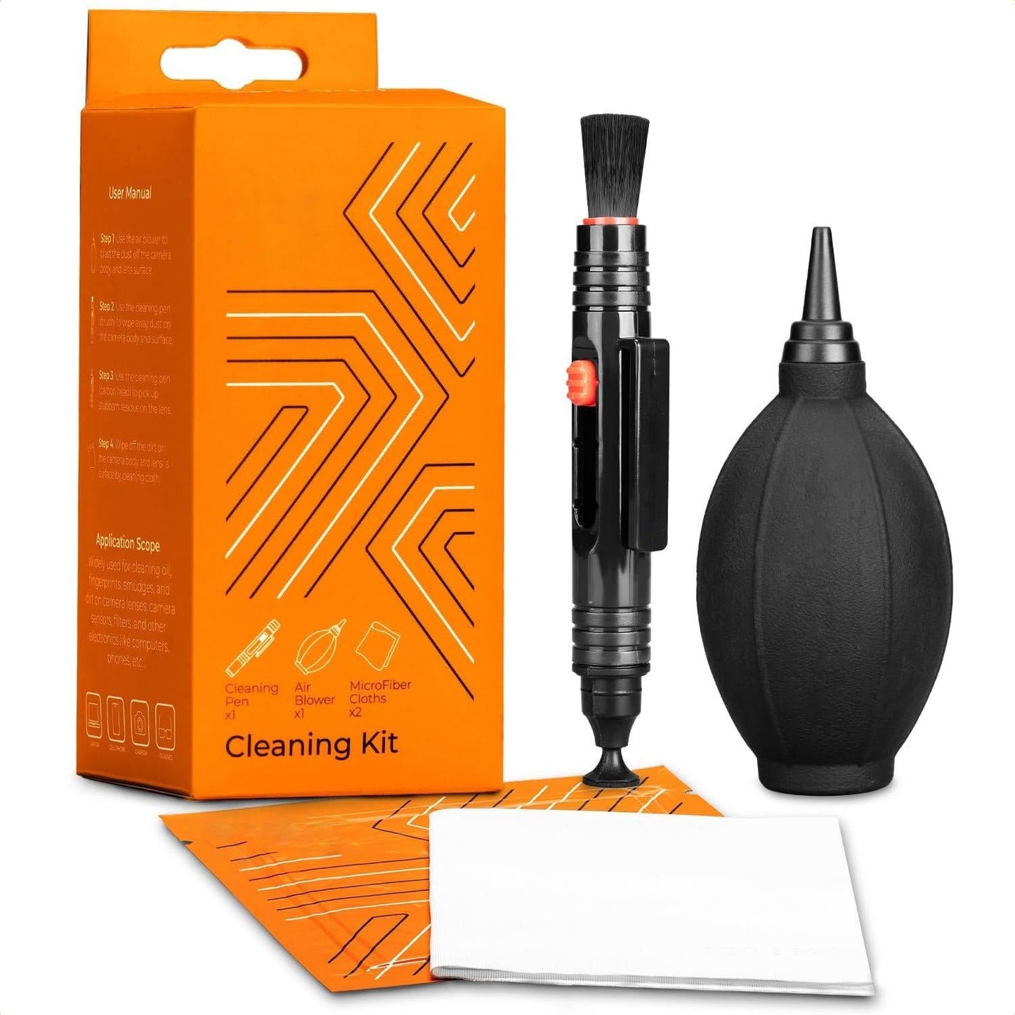 Camera Lens Cleaning Kit with Dual Ended Pen and Air Blower Tool