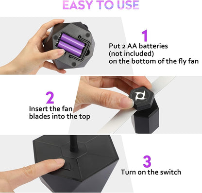 Portable Fly Repellent Table Fans with Hanging Hook and Adjustable Neck, Set of 4