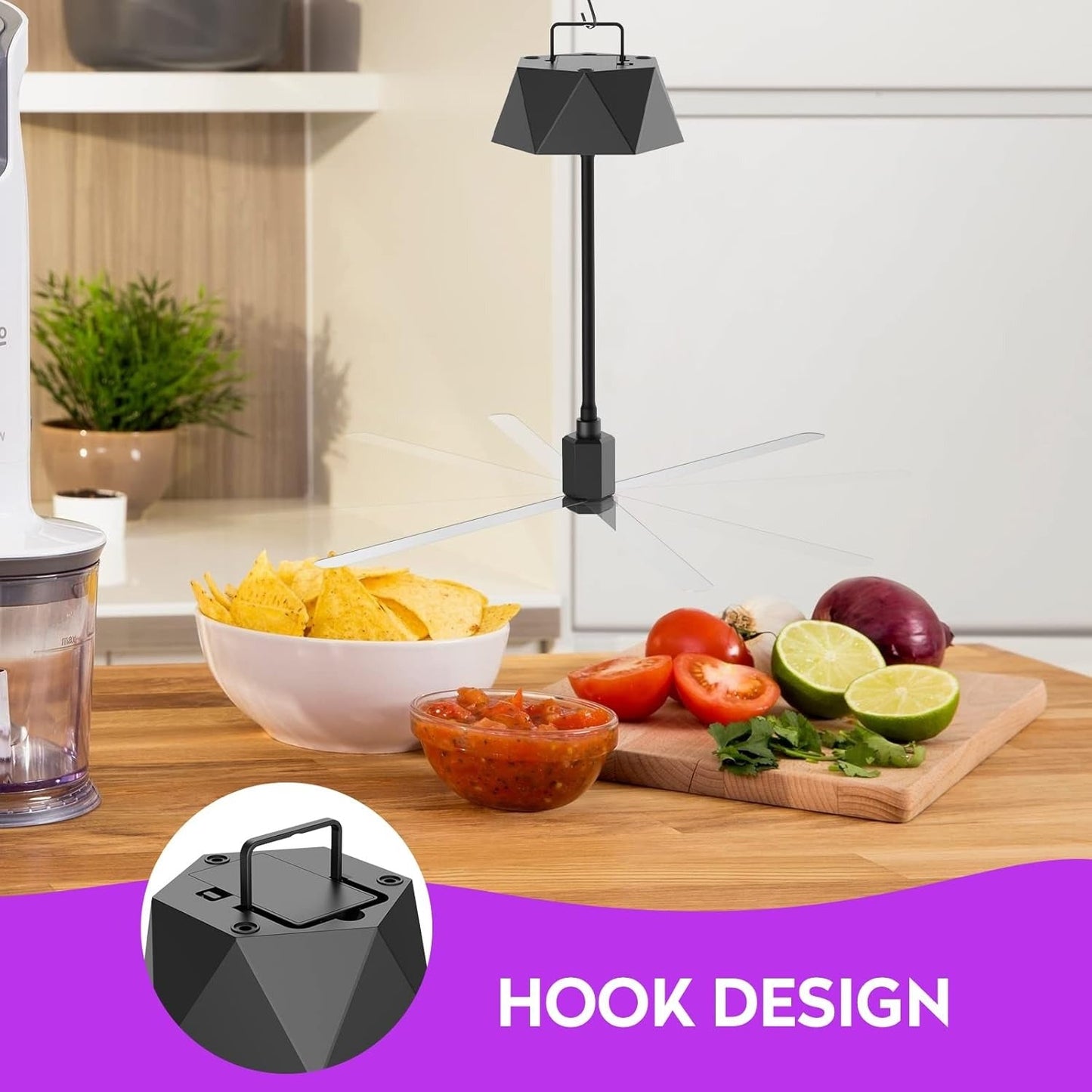 Portable Fly Repellent Table Fans with Hanging Hook and Adjustable Neck, Set of 4