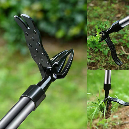 Stand Up Weed Puller with Four Stainless Steel Claws, Foot Pedal and Long Bamboo Handle