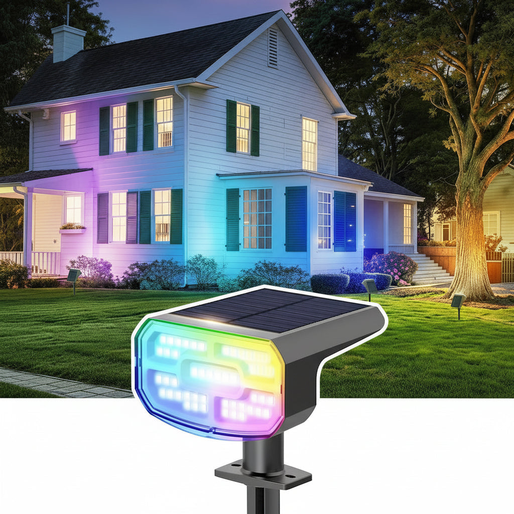 Solar Spotlight with Dual Brightness Modes and Auto Sensor, 4 Pack