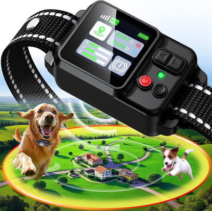 Rechargeable Wireless Dog Fence Collar with Adjustable Boundary and Training Modes
