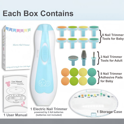 Electric Baby Nail File with Touch Stop Sensor and LED Light, 21 Piece Set