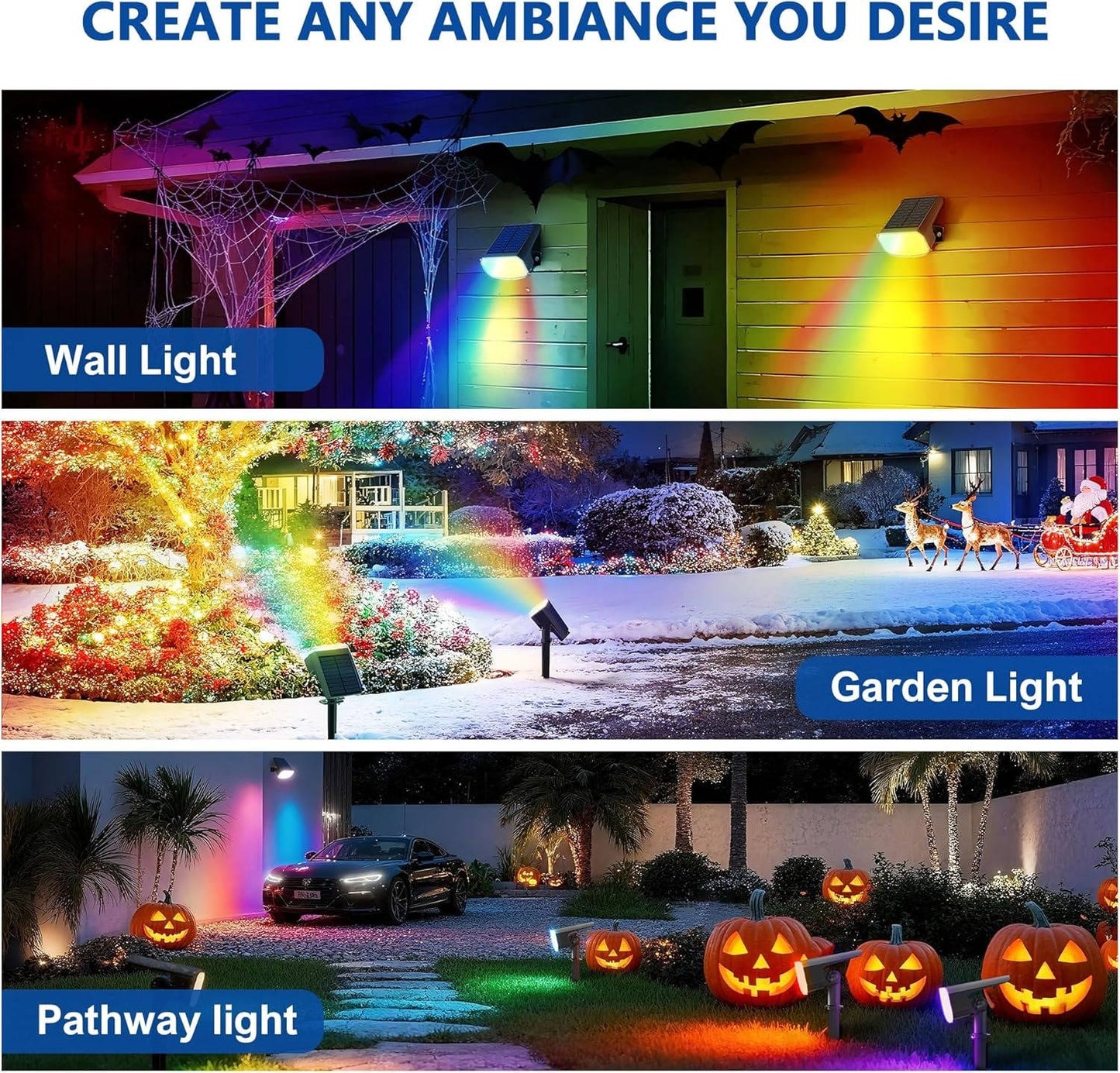 Solar Spotlight with Dual Brightness Modes and Auto Sensor, 4 Pack