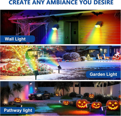 Solar Spotlight with Dual Brightness Modes and Auto Sensor, 4 Pack