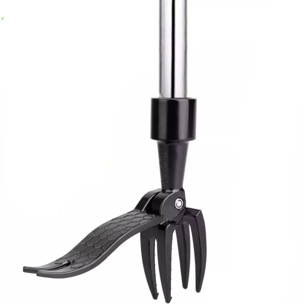 Stand Up Weed Puller with Four Stainless Steel Claws, Foot Pedal and Long Bamboo Handle