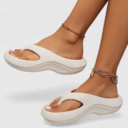 Open Toe Slip On Sandals with Moulded Arch Footbed and Wide Strap Design