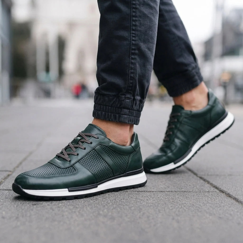 Low Top Leather Casual Shoes with Bendable Rubber Sole and Plain Lace Up Style