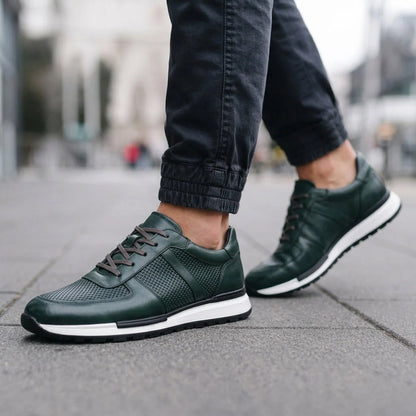 Low Top Leather Casual Shoes with Bendable Rubber Sole and Plain Lace Up Style