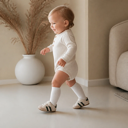 Flexible Sole Baby Sneakers with Hook Loop Fastening for New Walkers