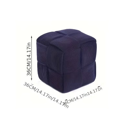 Square Faux Fur Woven Ottoman Footrest for Sofa and Shoe Bench Use