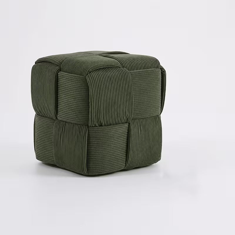 Square Faux Fur Woven Ottoman Footrest for Sofa and Shoe Bench Use