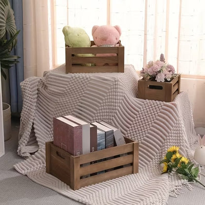 Stackable Farmhouse Wooden Crate Set for Home Storage and Décor
