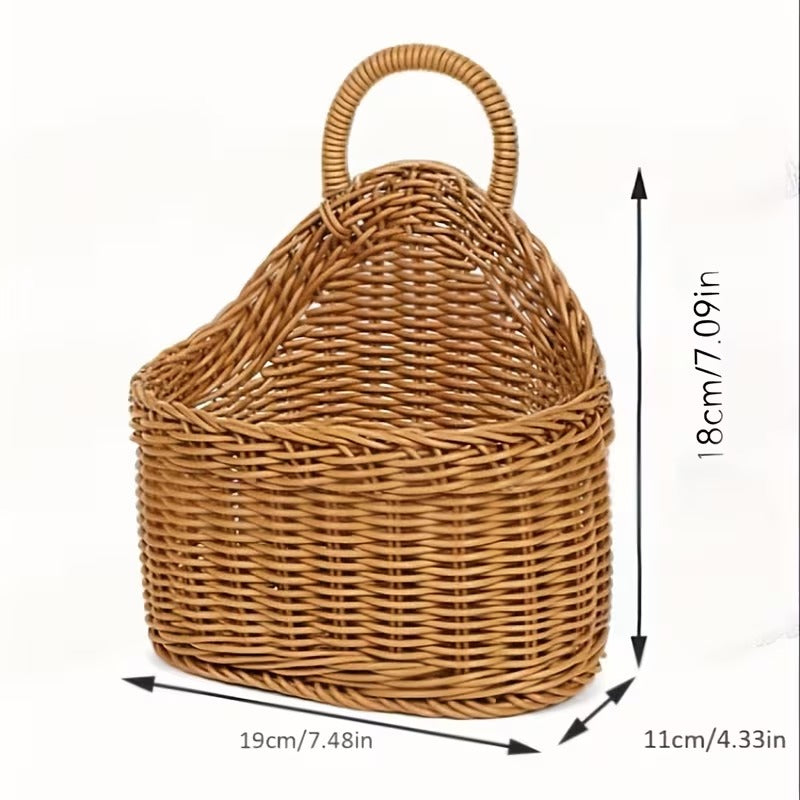 Woven Kitchen Storage Basket with Handle for Display and Organization