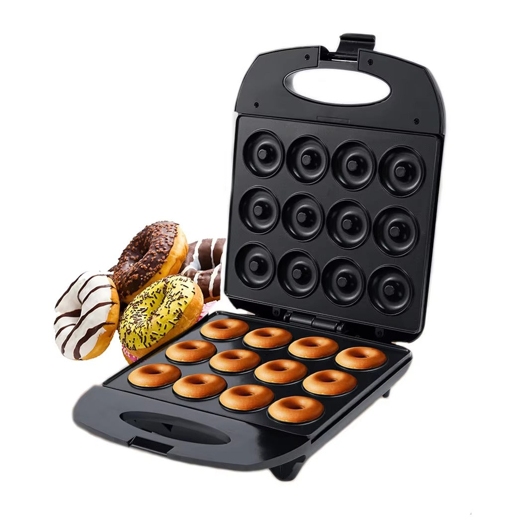 Electric Donut Maker with 12 Non Stick Cavities and Indicator Lights