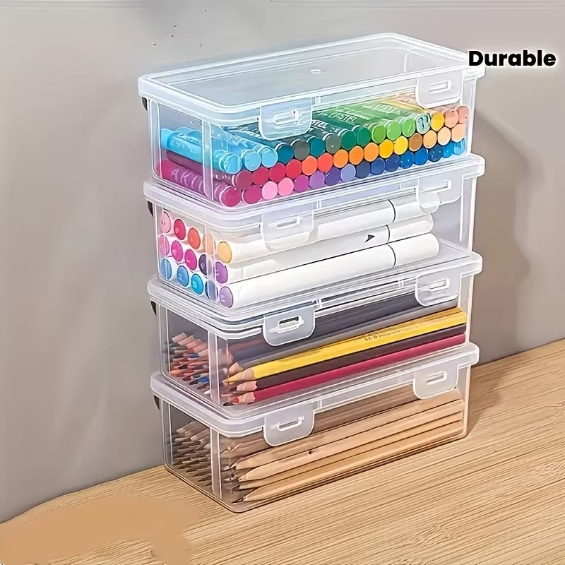 Stackable Clear Storage Bins with Lids, 10 Piece Set for Office and Craft Organization