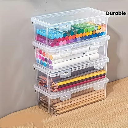 Stackable Clear Storage Bins with Lids, 10 Piece Set for Office and Craft Organization
